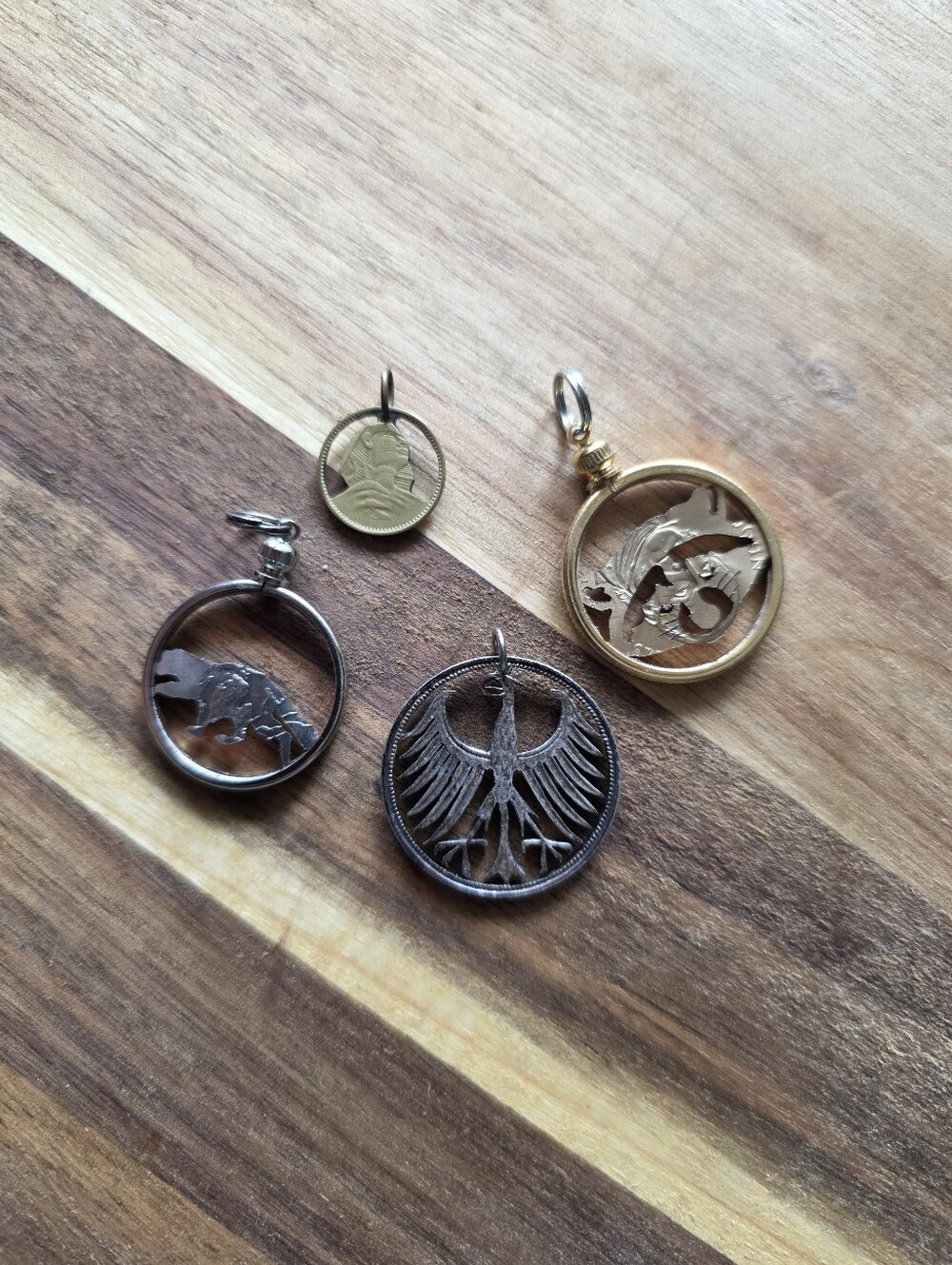 Vintage | 4 Coin Pendant Bundle | Cut Coins | Guc